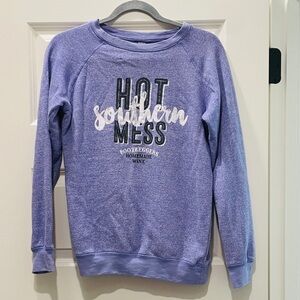 Purple Graphic Crew Neck Sweatshirt